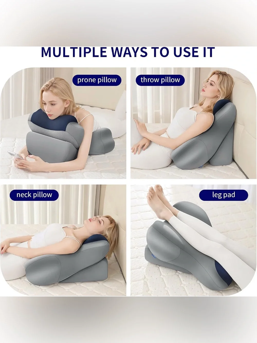 Reading Pillow for Adults, Bed Backrest Cushion